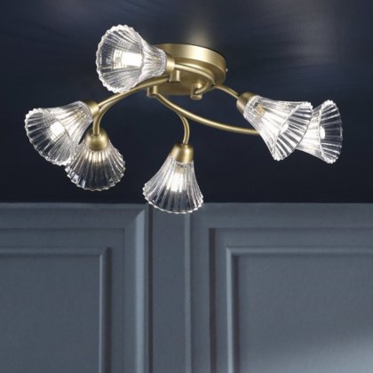 Laura Ashley - Lanton Semi-Flush Ceiling Light (Matt Antique Brass)