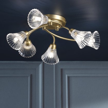 Laura Ashley - Lanton Semi-Flush Ceiling Light (Matt Antique Brass)