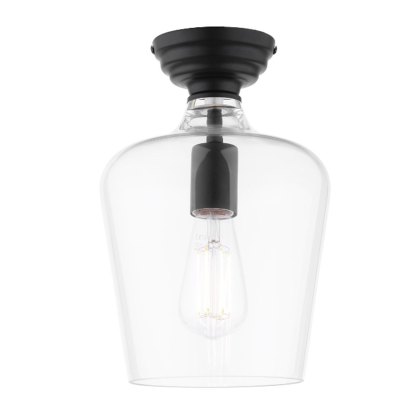 Laura Ashley - Ockley Semi-Flush Ceiling Light (Black and Glass)
