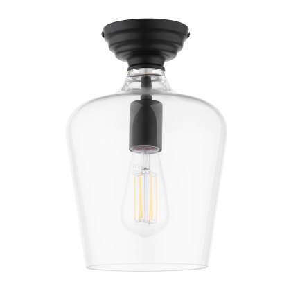 Laura Ashley - Ockley Semi-Flush Ceiling Light (Black and Glass)