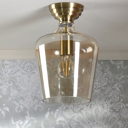 Laura Ashley - Ockley Semi-Flush Ceiling Light (Antique Brass and Champagne Glass)