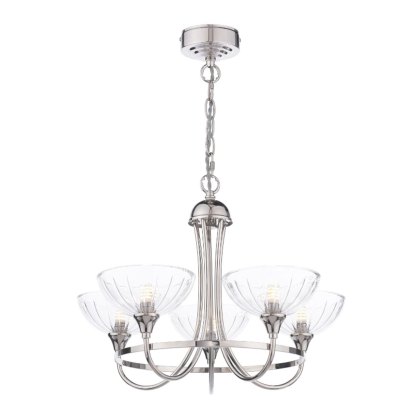 Laura Ashley - Wellham 5 Light Pendant (Polished Nickel and Glass)