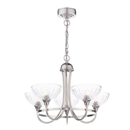 Laura Ashley - Wellham 5 Light Pendant (Polished Nickel and Glass)