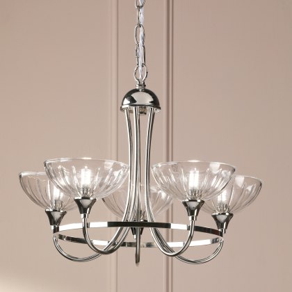 Laura Ashley - Wellham 5 Light Pendant (Polished Nickel and Glass)