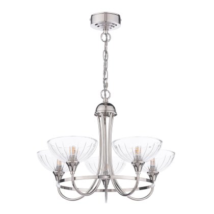 Laura Ashley - Wellham 5 Light Pendant (Polished Nickel and Glass)