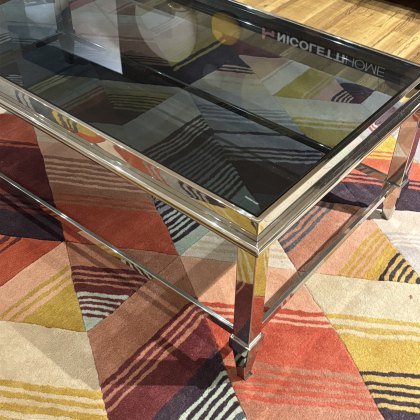 Janis - Coffee Table (Blue/Grey Glass Top)