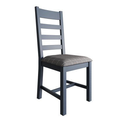 Glamorgan - Slatted Dining Chair (Grey Check Fabric)