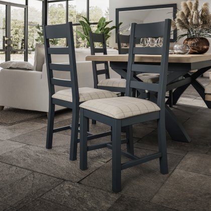 Glamorgan - Slatted Dining Chair (Natural Check Fabric)