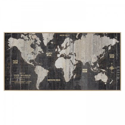 World Traveller Map - Framed Canvas