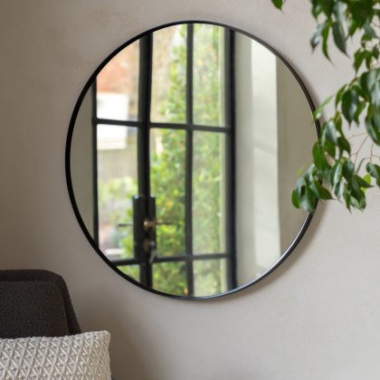 Holworth - Large Round Mirror Black