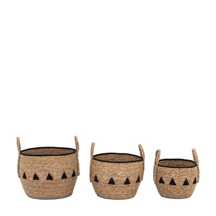 Accessories - Alid Baskets Natural Black (Set of 3) Accessories - Alid Baskets Natural Black (Set of 3)