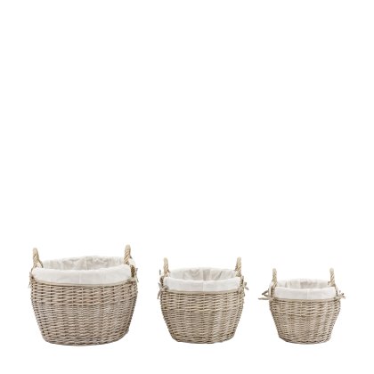 Accessories - Aro Round Lined Baskets Natural (Set of 3)