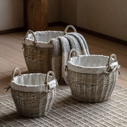 Accessories - Aro Round Lined Baskets Natural (Set of 3) Accessories - Aro Round Lined Baskets Natural (Set of 3)