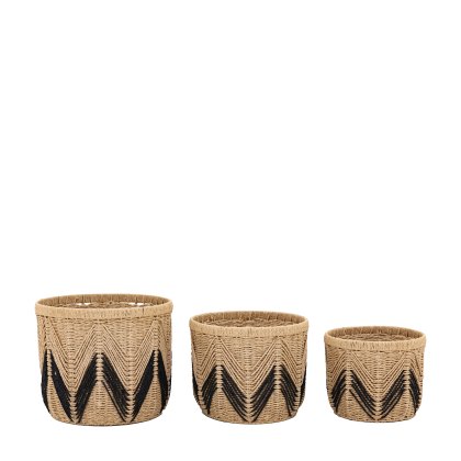 Accessories - Cameroon Baskets Natural & Black (Set of 3)