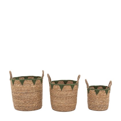 Accessories - Elgon Baskets Natural Green (Set of 3)