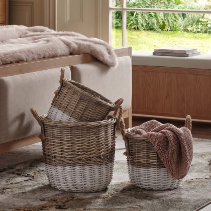 Accessories - Dual Tone Hand Woven Willow Storage Basket Nest (Set of 3)