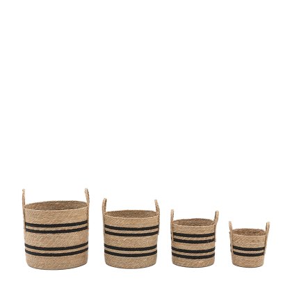 Accessories - Storage Basket Black Stripe Nest s/4