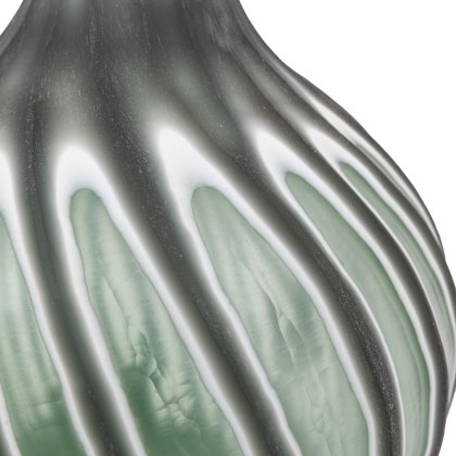 Accessories - Morella Swirl Hand Carved Sage Glass Vase (Large)