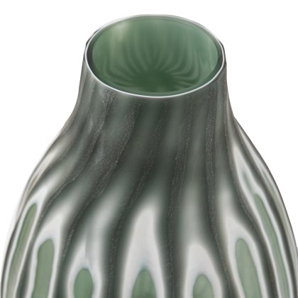 Accessories - Morella Swirl Hand Carved Sage Glass Vase (Medium)