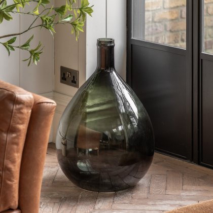 Accessories - Rueda Giant Glass Bottle Vase Olive