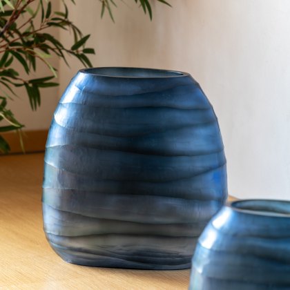 Accessories - Sintra Handblown Carved Glass Vase Ink (Large)