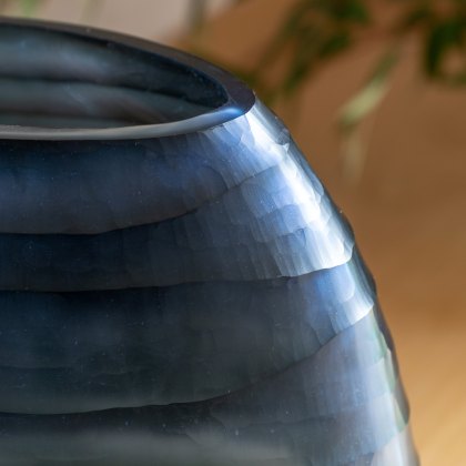 Accessories - Sintra Handblown Carved Glass Vase Ink (Large)