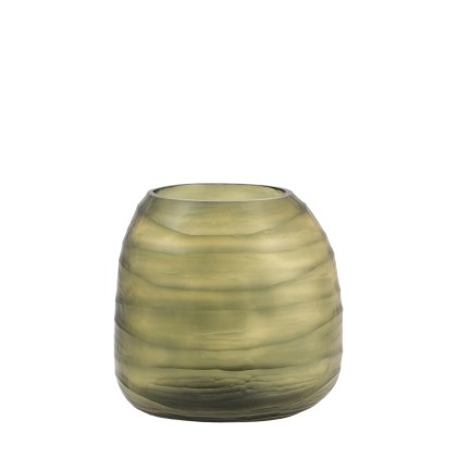 Accessories - Sintra Handblown Carved Glass Vase Olive (Small)