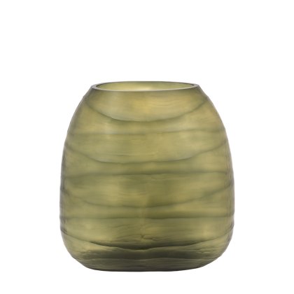 Accessories - Sintra Handblown Carved Glass Vase Olive (Large)