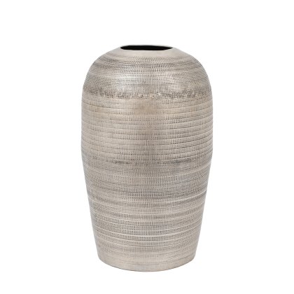 Accessories - Zahara Hammered Tall Metal Vase Antique Silver