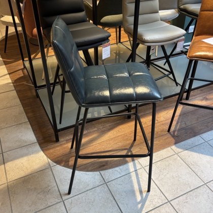 Anzio Stool (Black) - Blue PU Seat