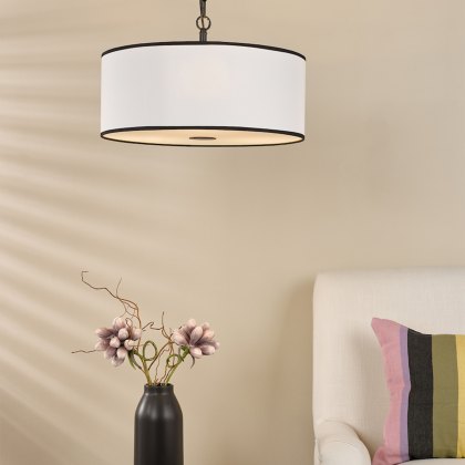 Dar Jemima - 3 Light Pendant White and Matt Black With Shade