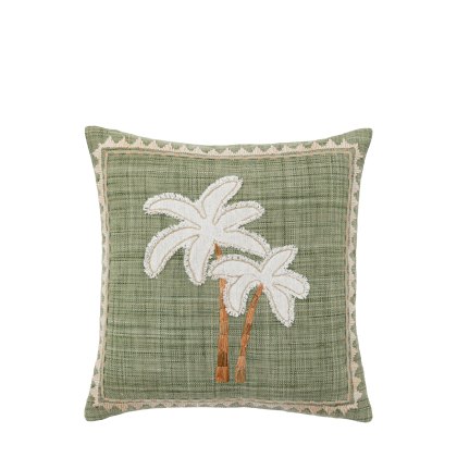 Cushions - Nohea Sage Embroidered Palm Tree Cushions - Nohea Sage Embroidered Palm Tree