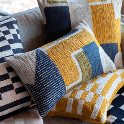 Cushions - Quinn Jacquard (Ochre & Navy)