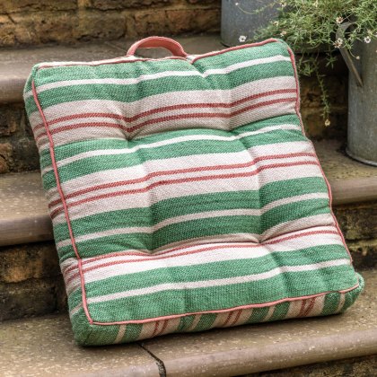 Cushions - Sina Stripe Woven Floor Cushion (Green)