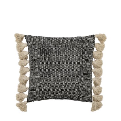 Cushions - Woven Cushion with Tassels (Black)