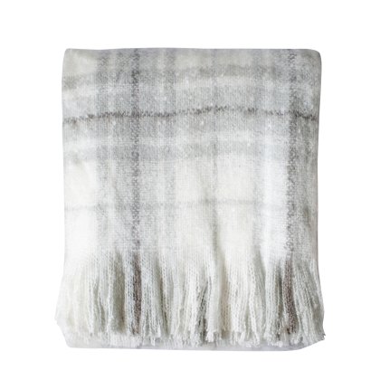 Throws - Check Faux Mohair Grey