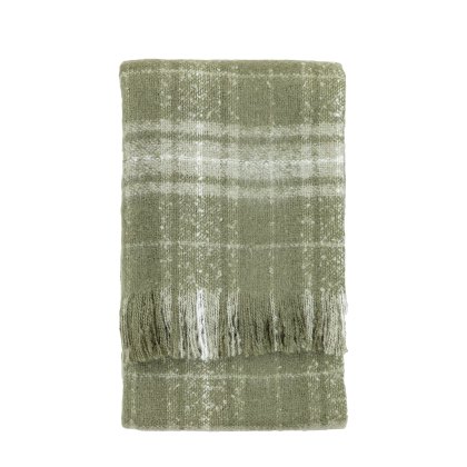 Throws - Check Faux Mohair Olive