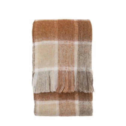 Throws - Check Faux Mohair Rust