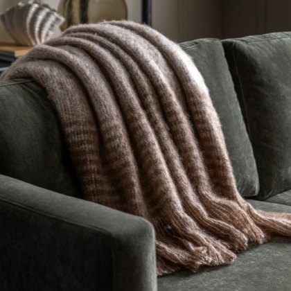 Throws - Faux Mohair Fringe (Brown & Natural)
