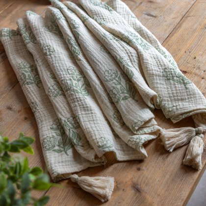 Throws - Hepple Gauze Floral (Sage)