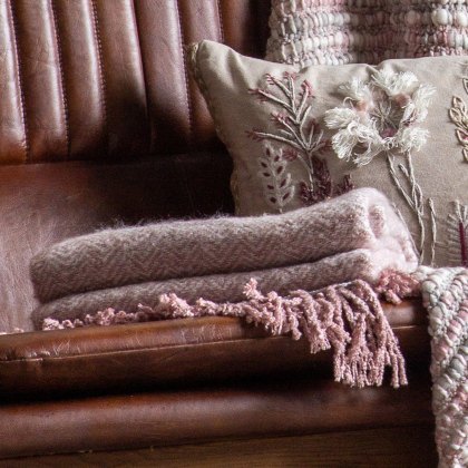 Throws - Herringbone Faux Mohair (Blush)