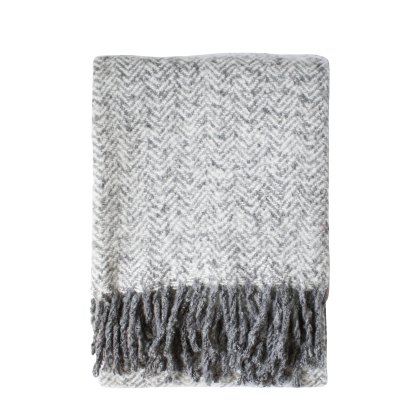 Throws - Herringbone Faux Mohair (Grey)