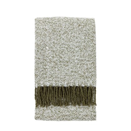 Throws - Herringbone Faux Mohair Olive