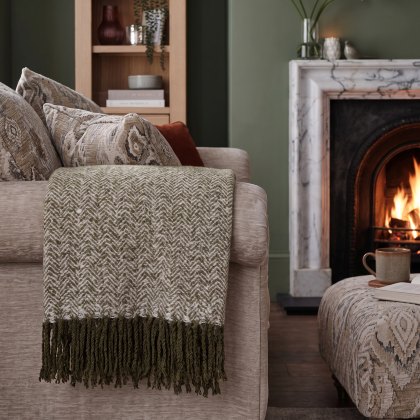 Throws - Herringbone Faux Mohair Olive
