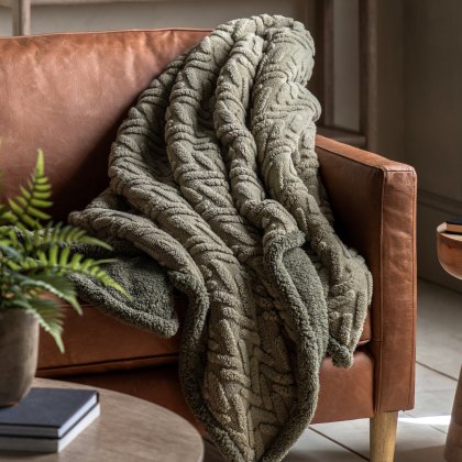 Throws - Herringbone Sherpa (Sage)