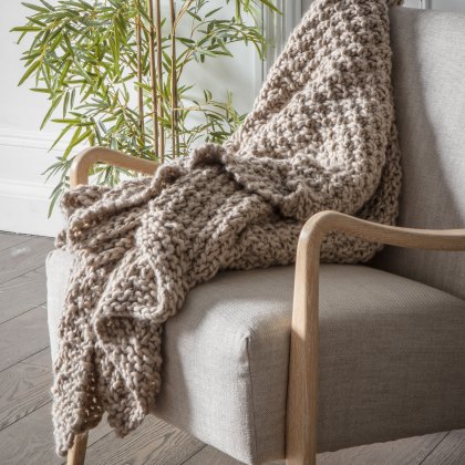 Throws - Moss Chunky Knitted Oatmeal Throws - Moss Chunky Knitted Oatmeal