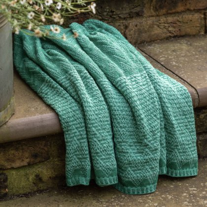 Throws - Nalu Knitted Herringbone (Green)