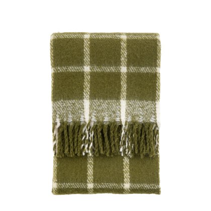 Throws - Poly Faux Mohair Check (Green)