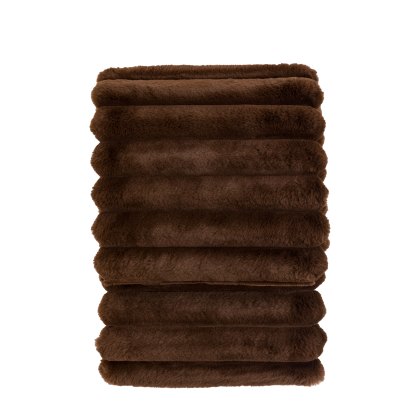 Throw - Ribbed Faux Fur Chocolate Throw - Ribbed Faux Fur Chocolate
