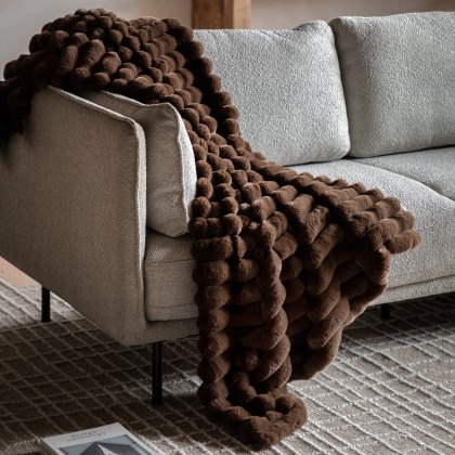 Throw - Ribbed Faux Fur Chocolate Throw - Ribbed Faux Fur Chocolate